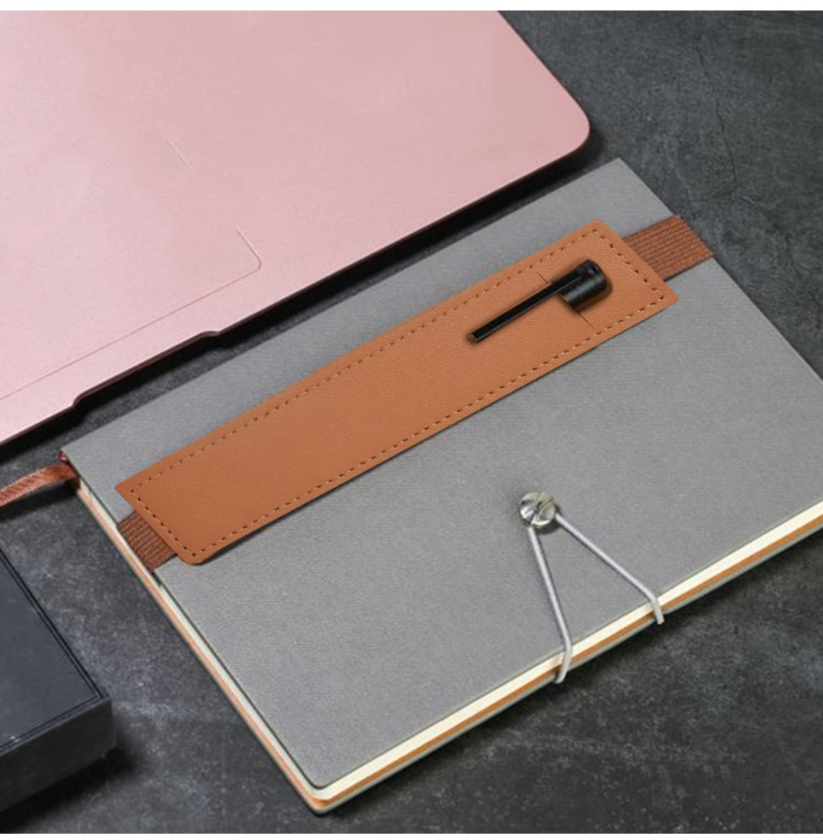 Elastic Band Pen Holder PU Leather Pen Sleeve Pouch Journal Pencil Holder for Notebook Planners Binders and Books