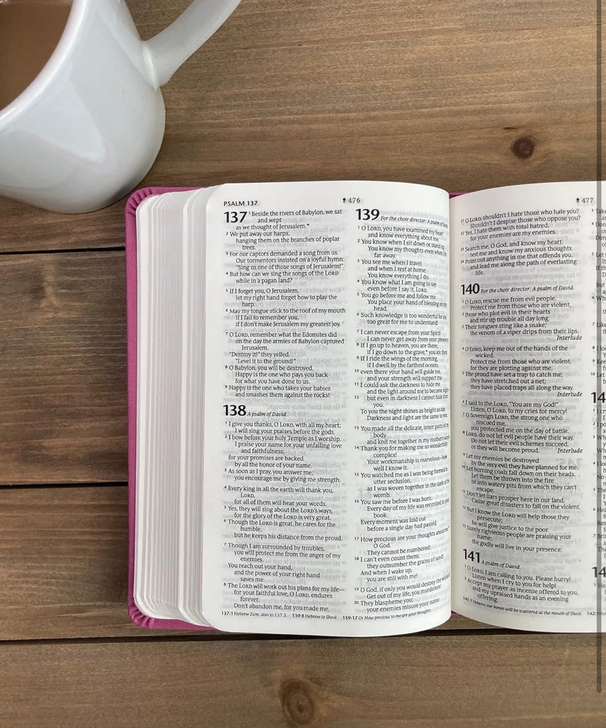 NLT Premium Value Compact Bible, Filament Enabled (LeatherLike, Pink Rose)
