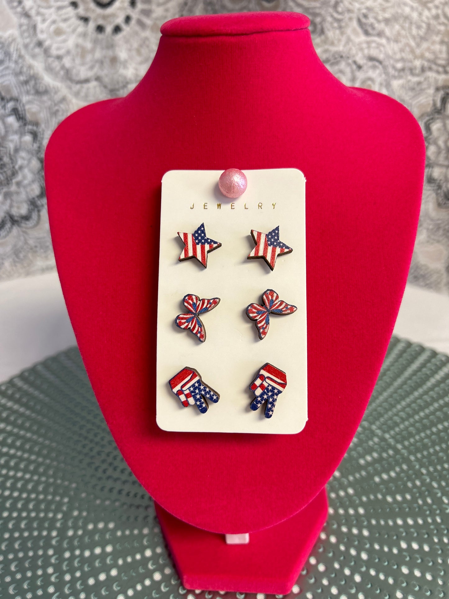 American Flag 3 sets of Earrings