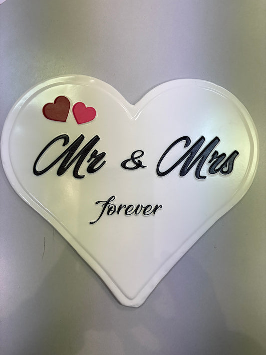 Mr & Mrs Heart Tin Plaque