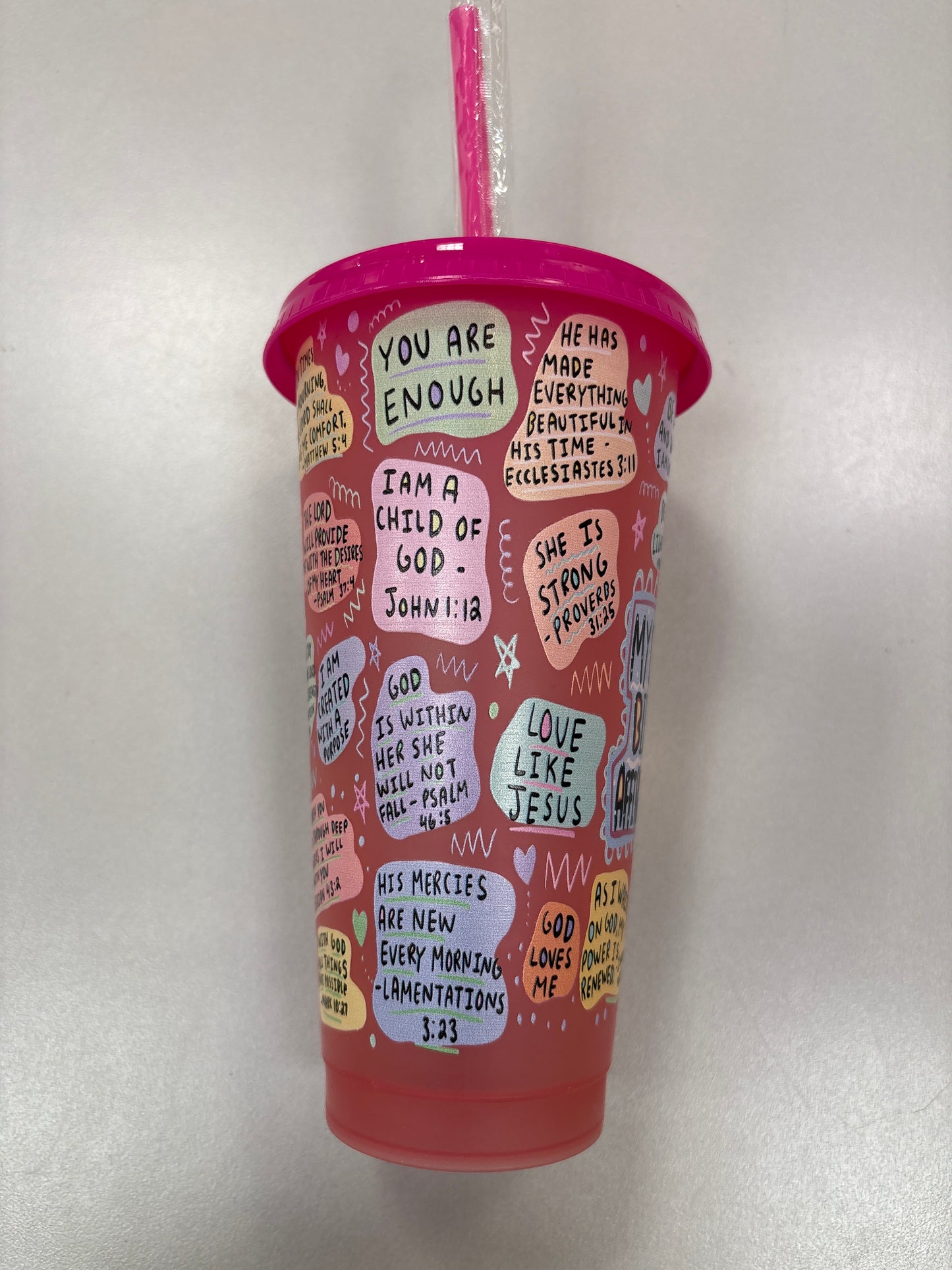 Bible affirmation cups