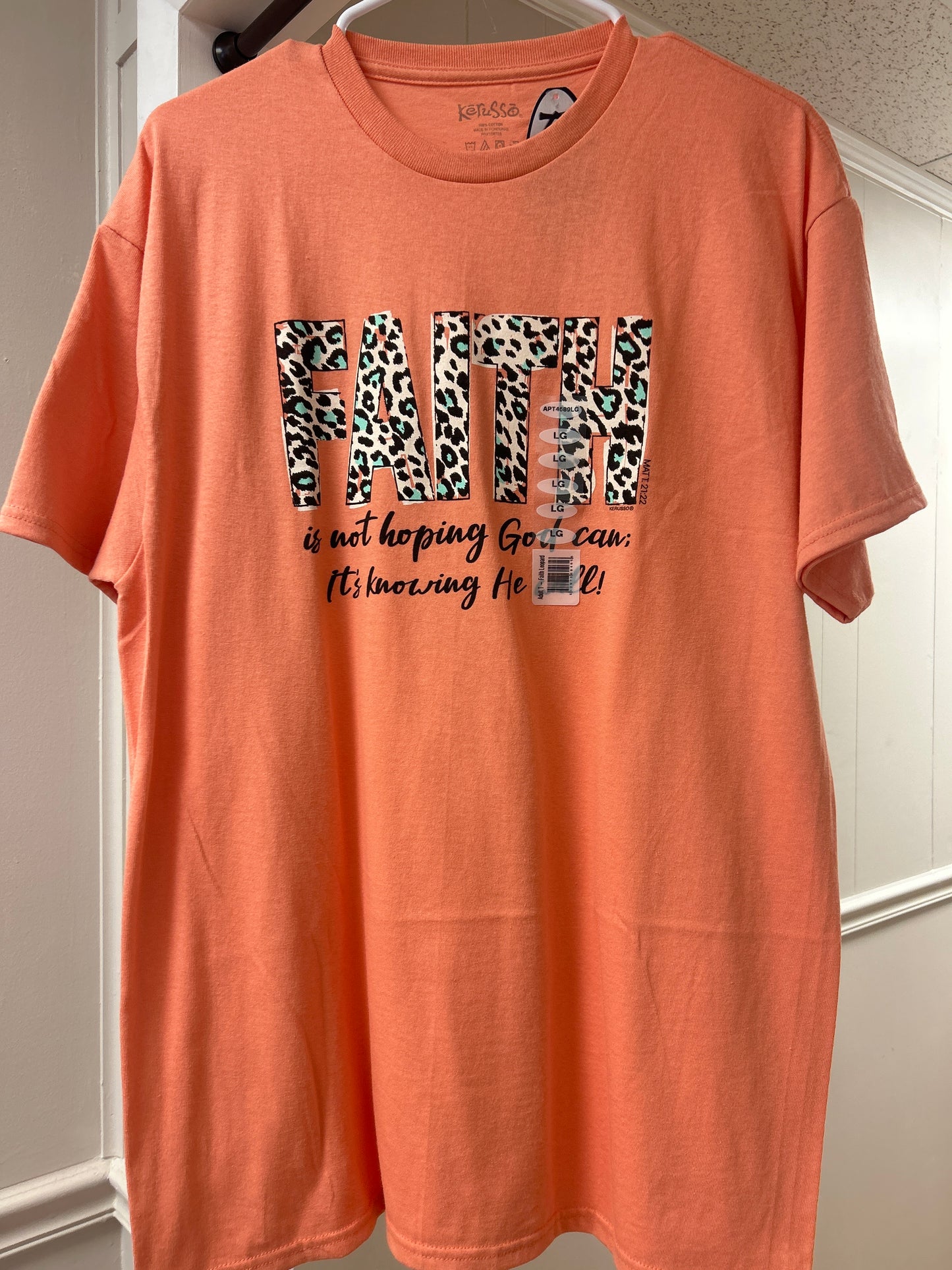 Faith Leopard Sorbet Kerusso Womens Tshirt