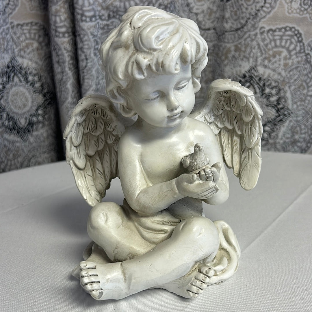 Angel Sitting With Bird