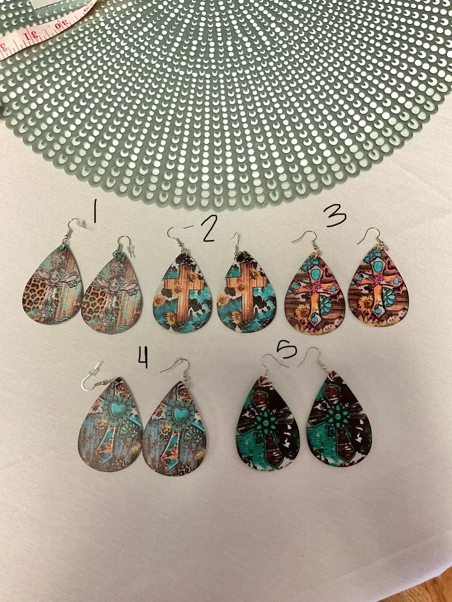 Cross and Turquoise designed Earrings