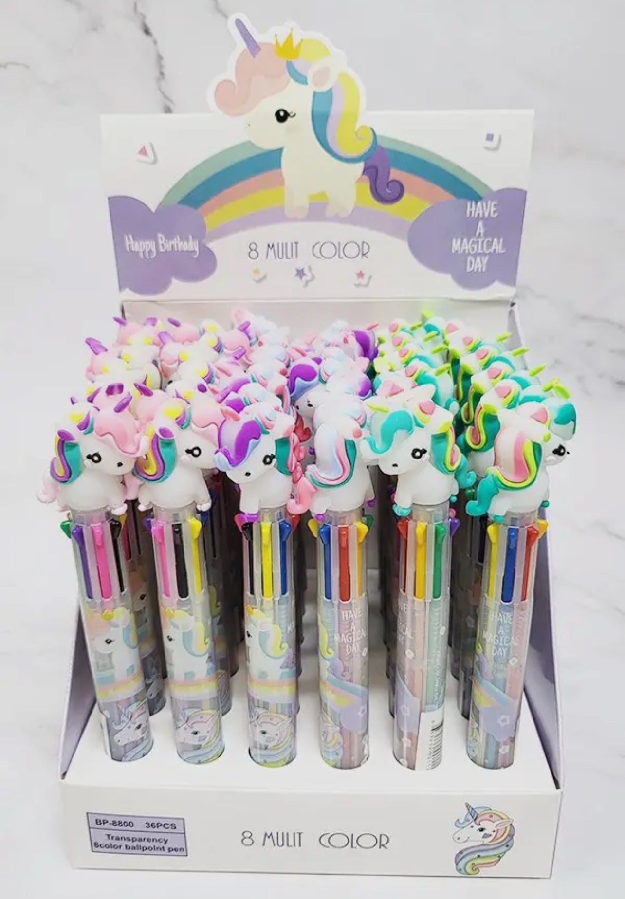 8 Multicolor Unicorn Pen