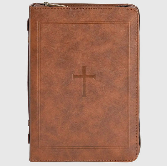 Bible Cover - Classic Cross Brown XL