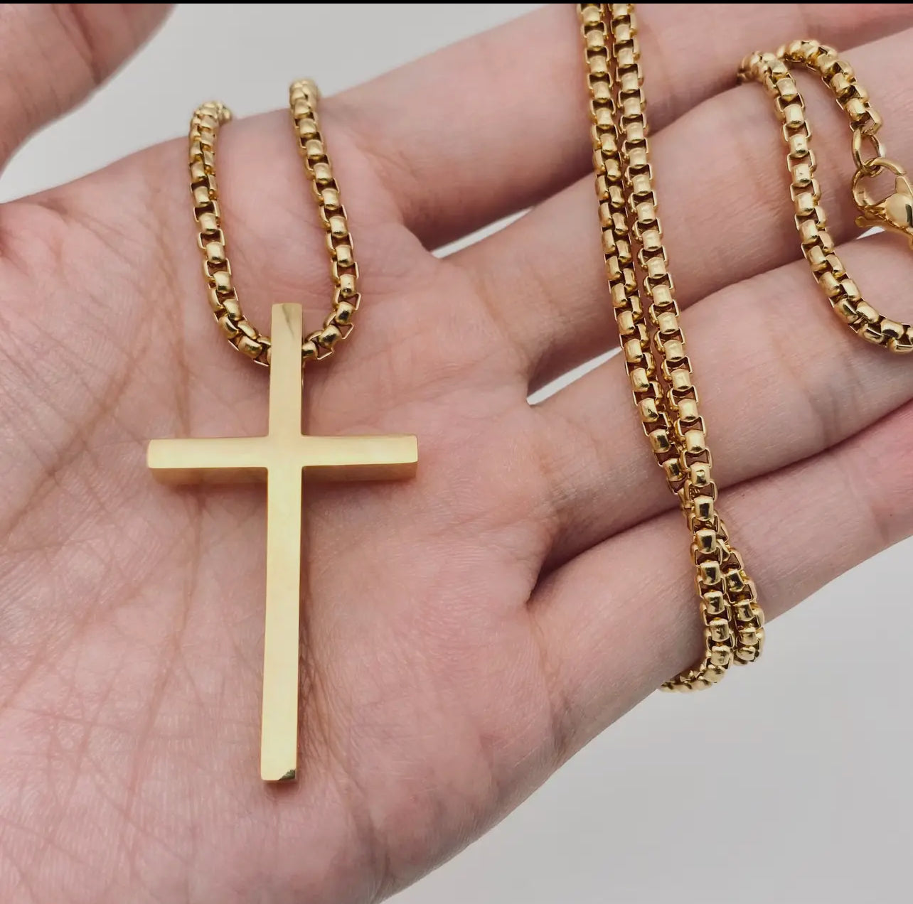 Glossy Cross Stainless Steel Pendant Necklace