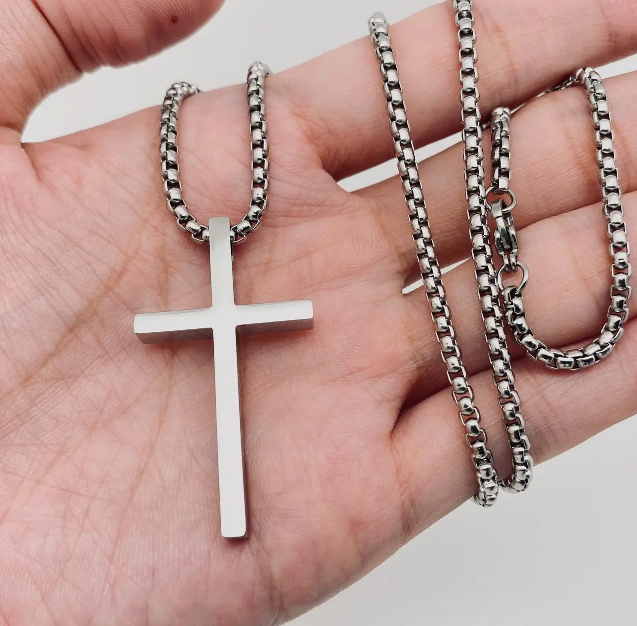 Glossy Cross Stainless Steel Pendant Necklace