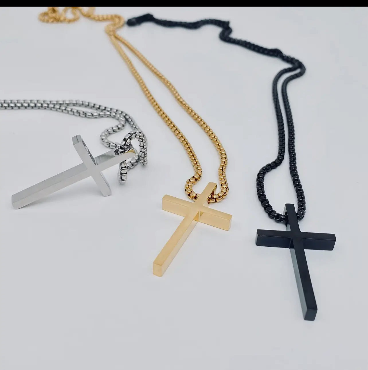 Glossy Cross Stainless Steel Pendant Necklace