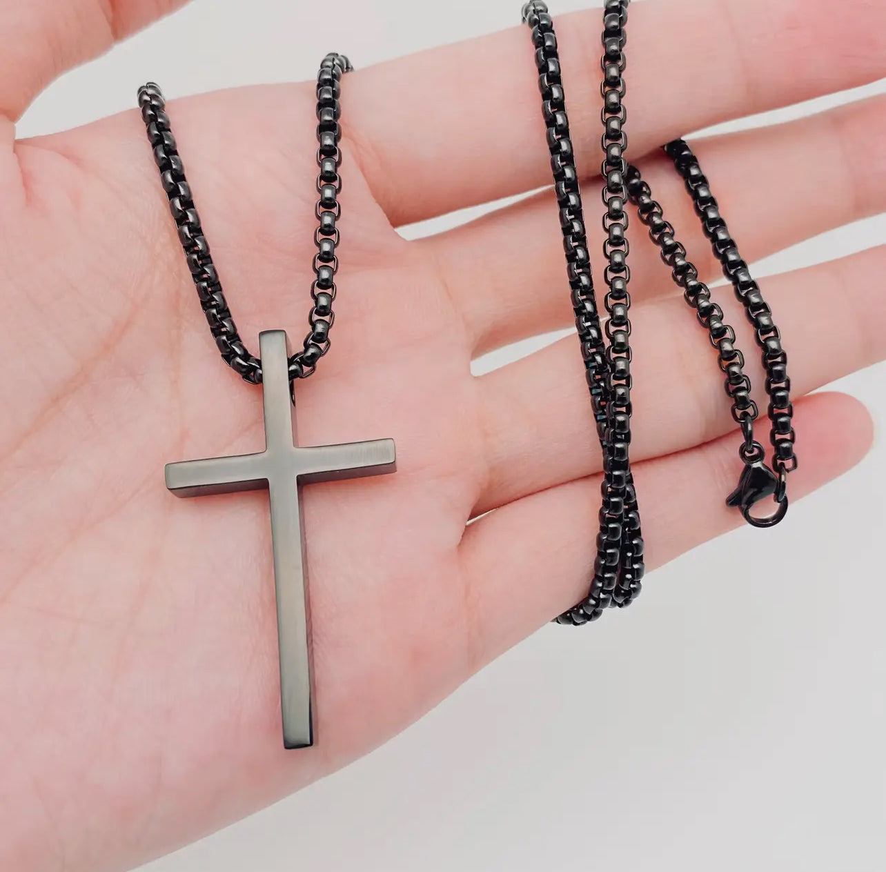 Glossy Cross Stainless Steel Pendant Necklace