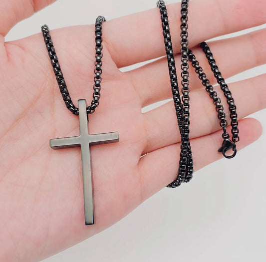 Glossy Cross Stainless Steel Pendant Necklace