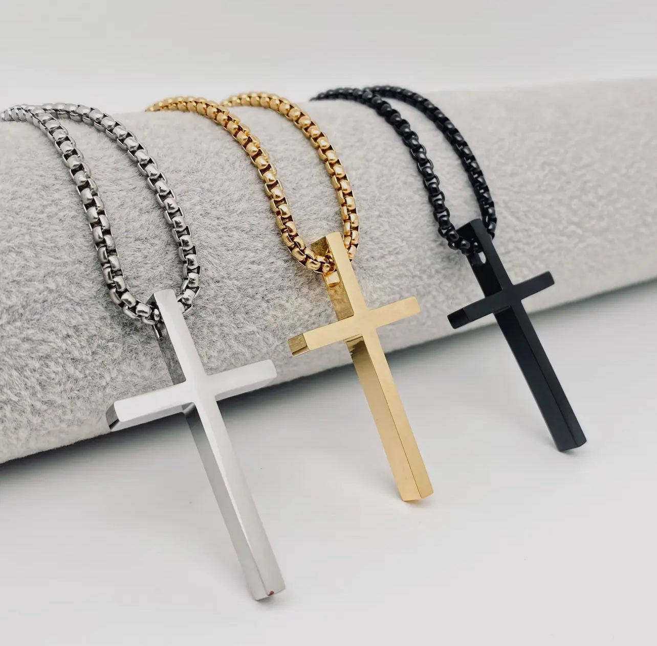 Glossy Cross Stainless Steel Pendant Necklace