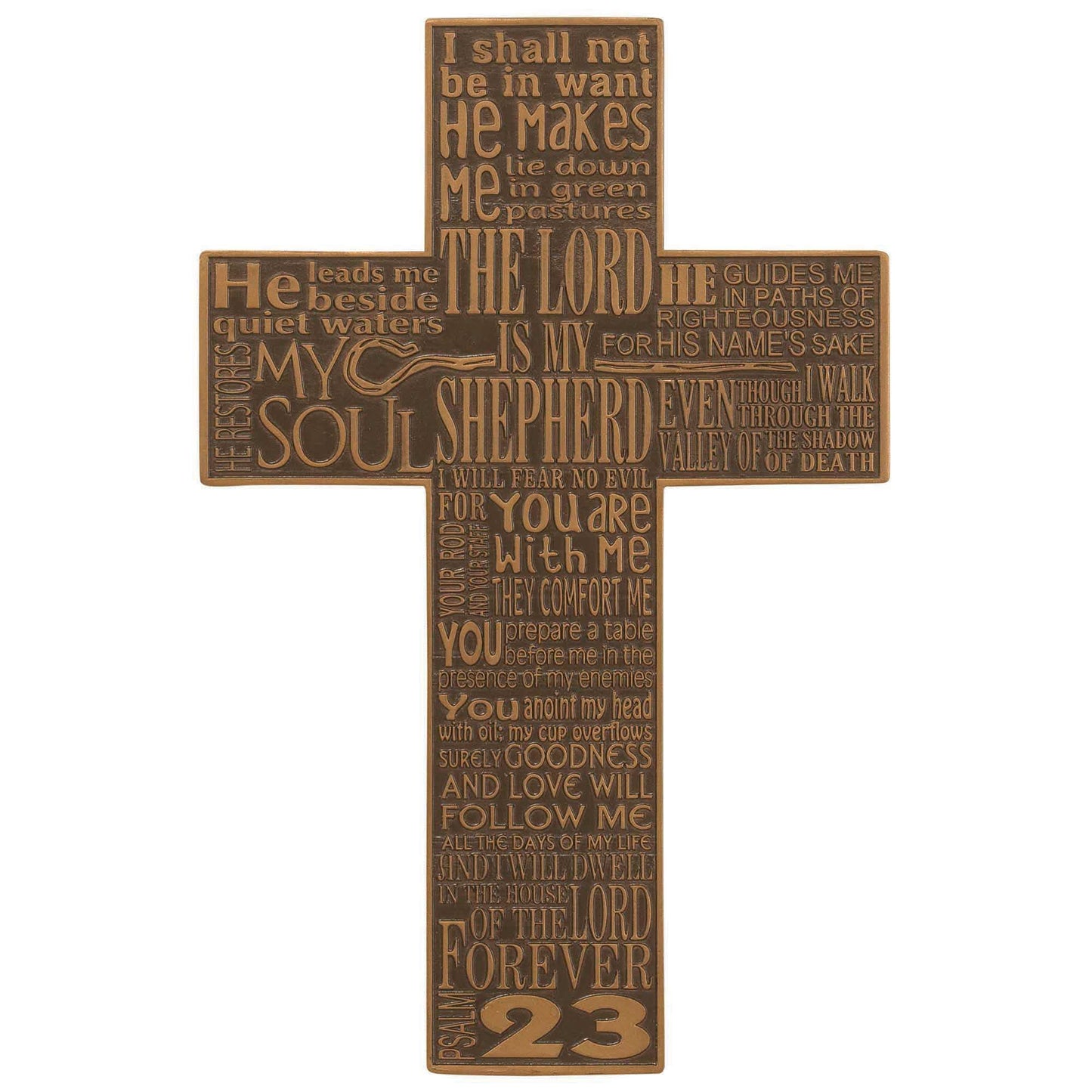 Psalm 23 Wall Cross Resin 11"H