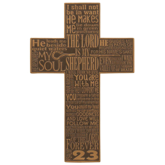 Psalm 23 Wall Cross Resin 11"H