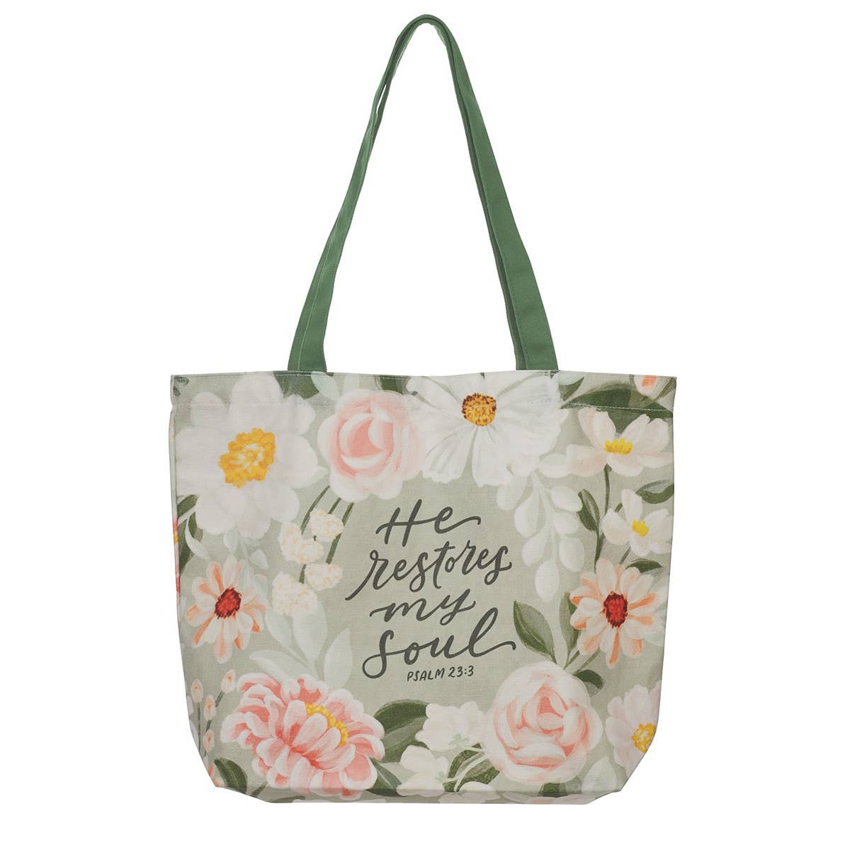 Tote Canvas He Restores My Soul Ps. 23:3