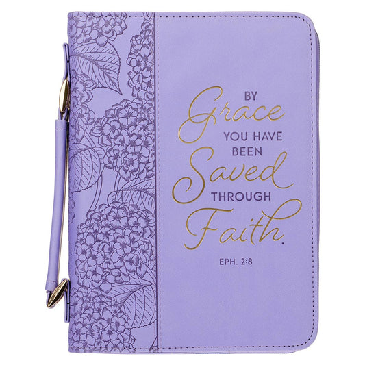 Bible Cover Fashion Lilac By Grace You've Been Saved Eph 2:8