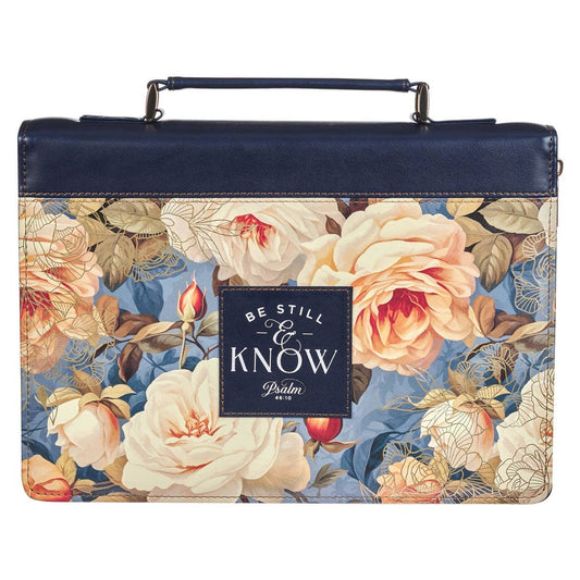 Bible Cover Fashion Navy Be Still Ps. 46:10 L