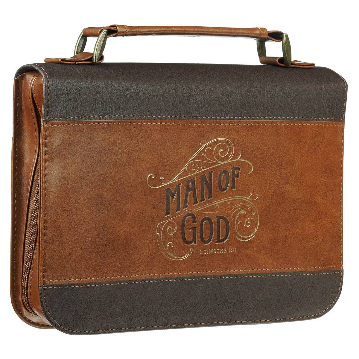 Bible Cover Brown Two-Tone Man of God 1 Tim. 6:11