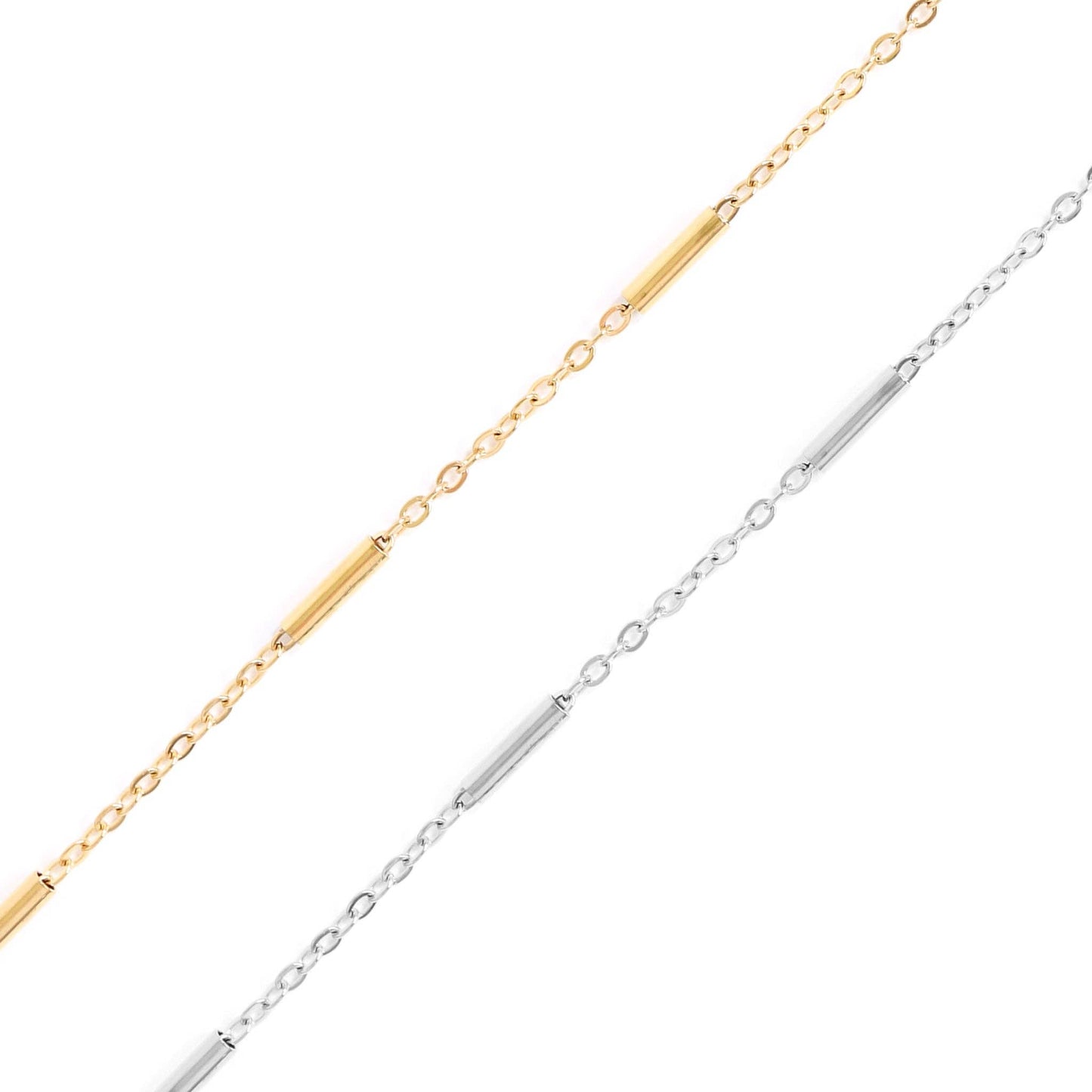 Gold / Stainless Steel Satellite Bar Chain - By The Foot