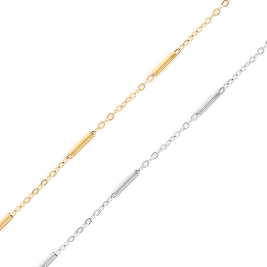 Gold / Stainless Steel Satellite Bar Chain - By The Foot