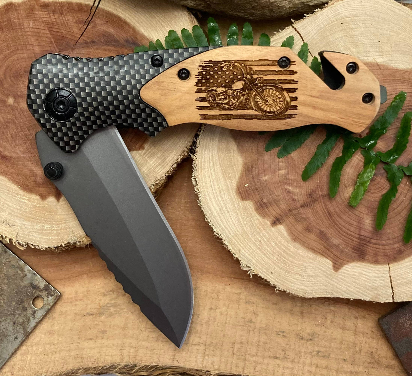 Motorcycle on Flag Knife