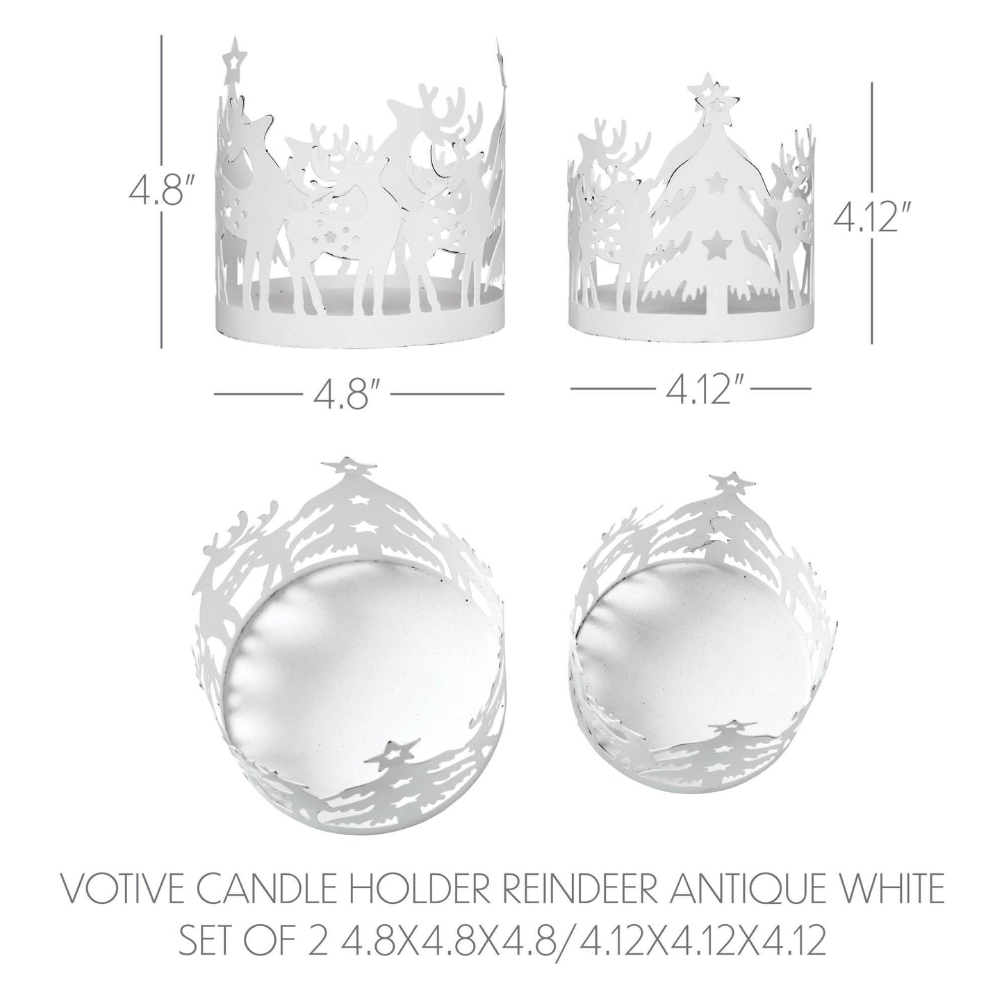 Votive Candle Holder Reindeer Antique White Set of 2