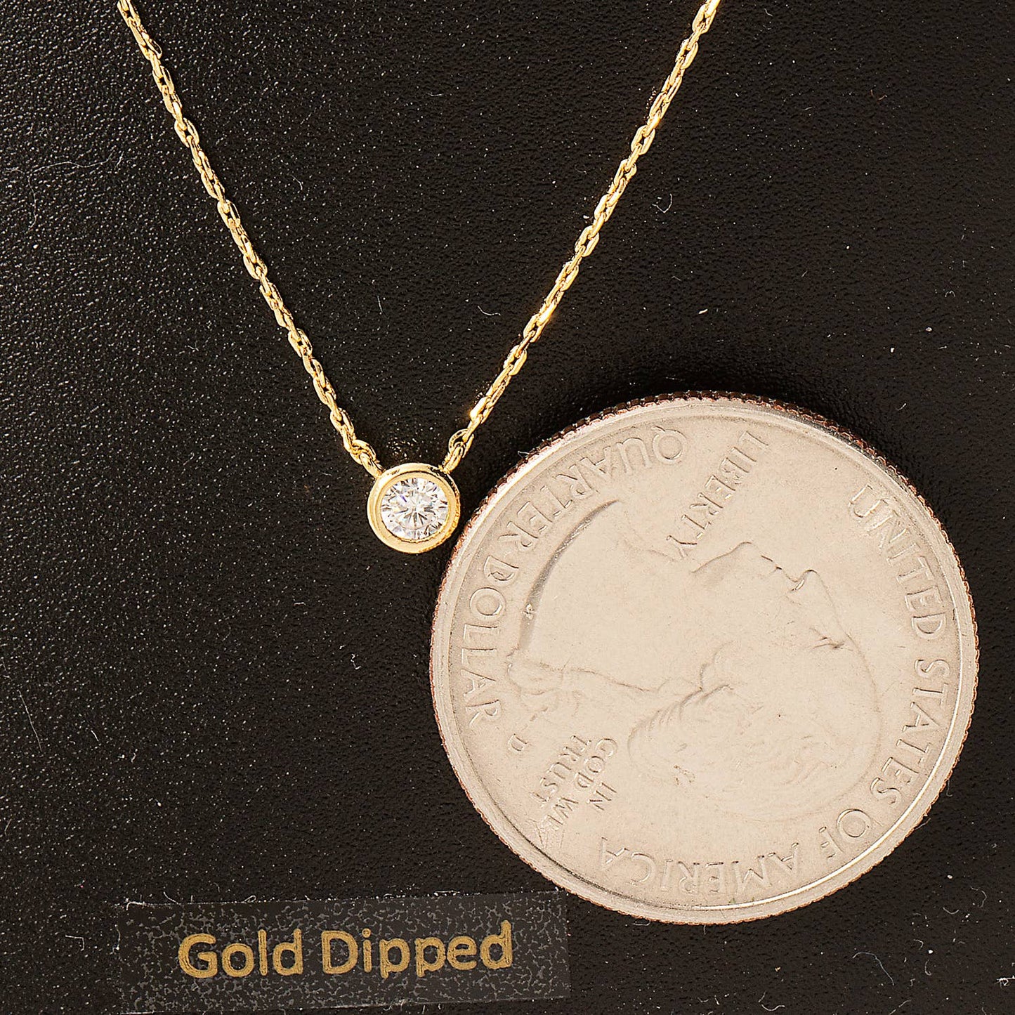 Gold Dipped Dainty Chain Stud Charm Necklace