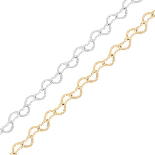 Sterling Silver Heart Chain By The Foot - Permanent Jewelry