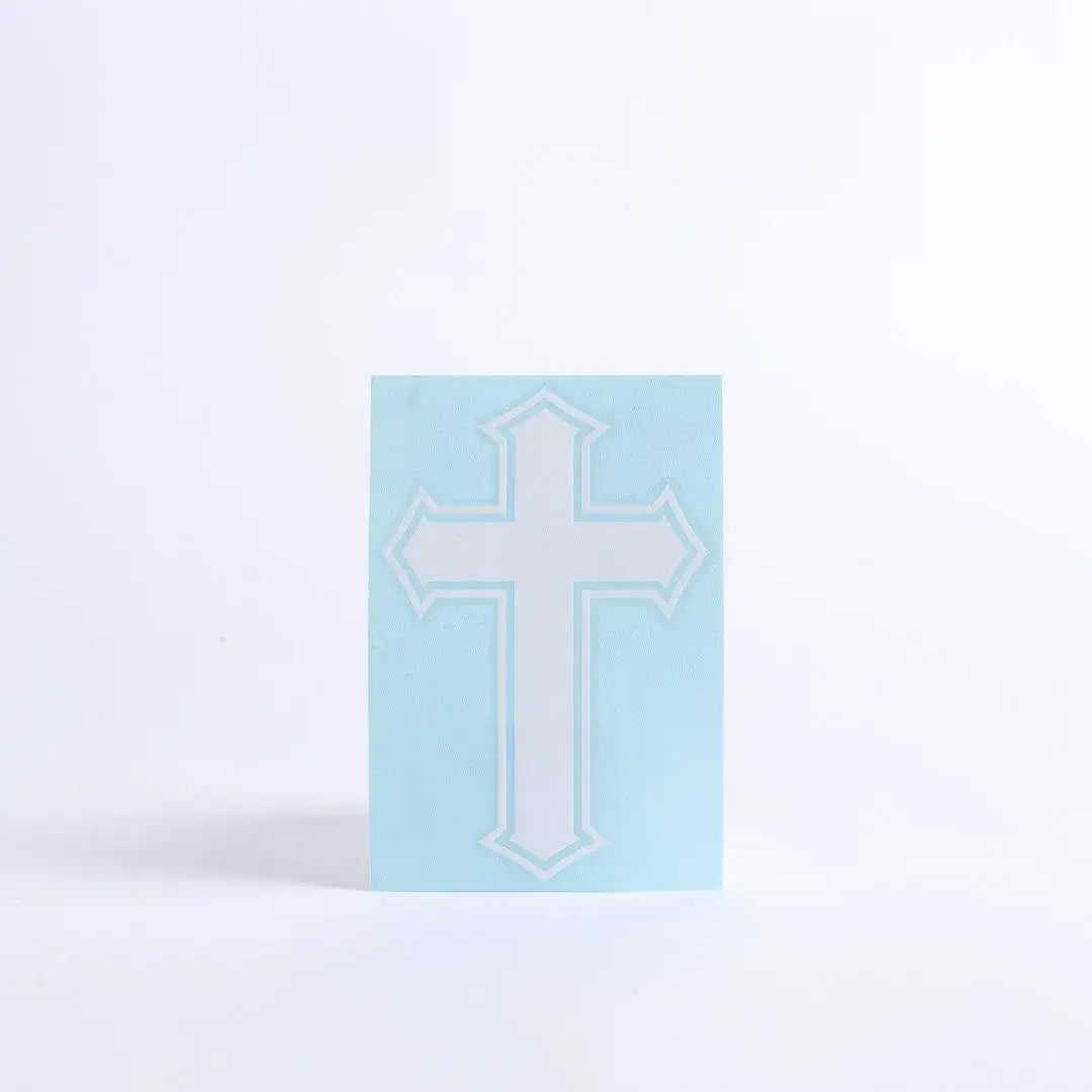 Auto Vinyl Decal - Cross - White - 4Inx6In