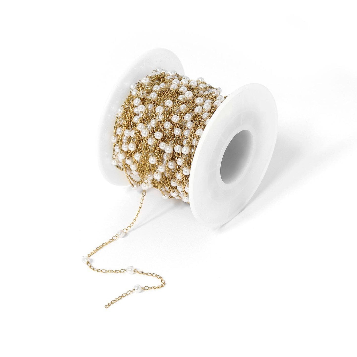 Stainless Steel Faux Pearl Chain By The Foot