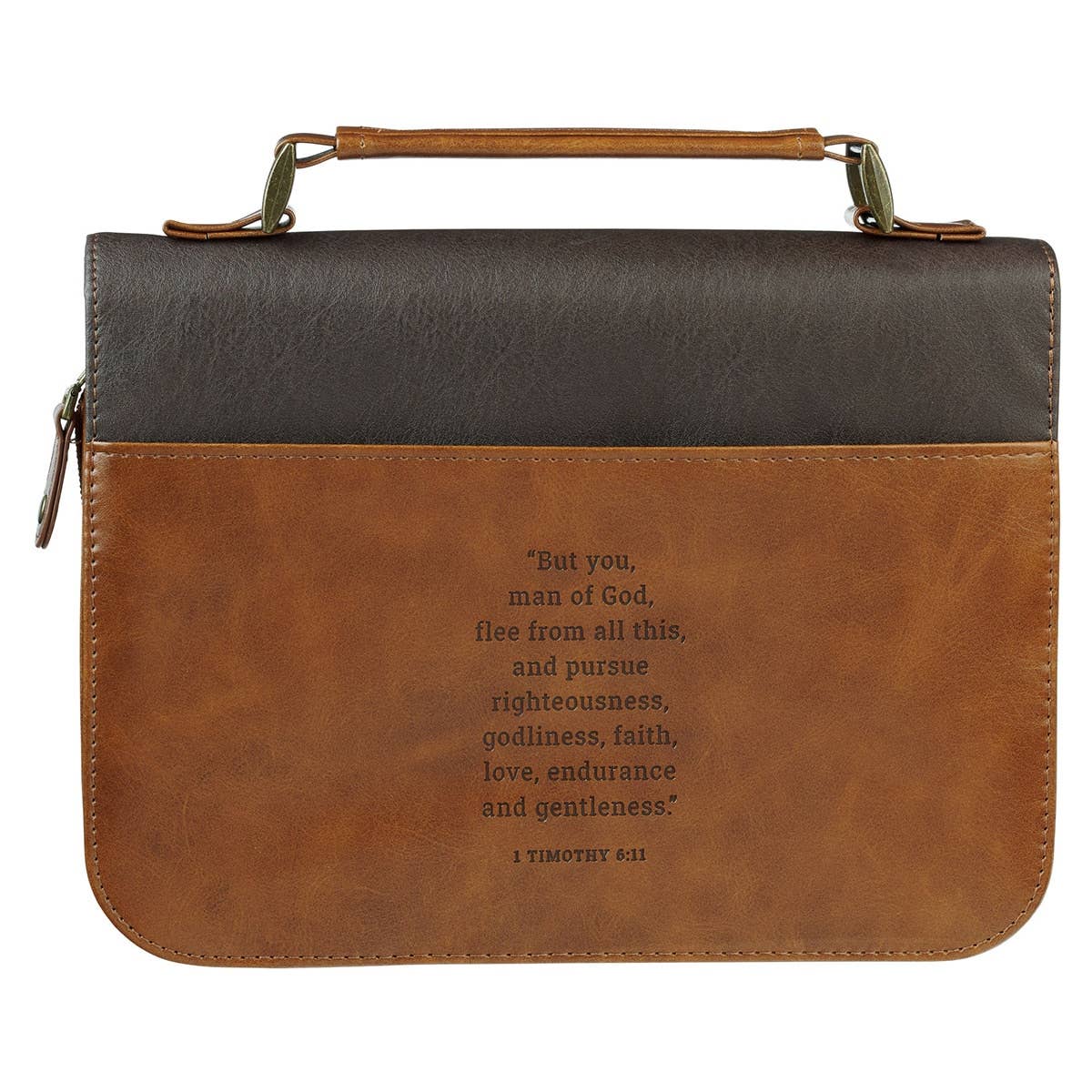 Bible Cover Brown Two-Tone Man of God 1 Tim. 6:11