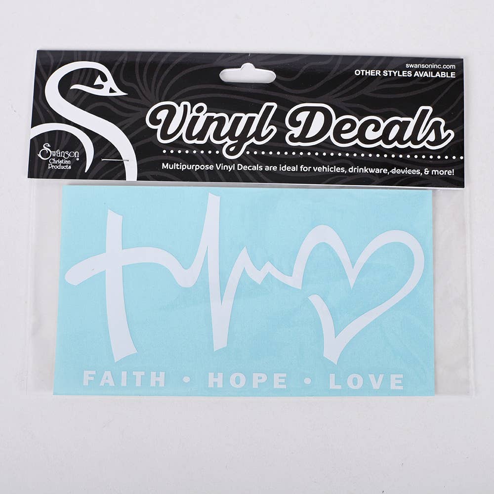 Auto Vinyl Decal - Faith Hope Love - White - 6.5Inx3.5In