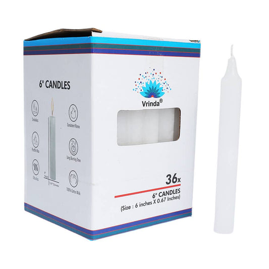 6" Taper White Candles (36 in a pack)