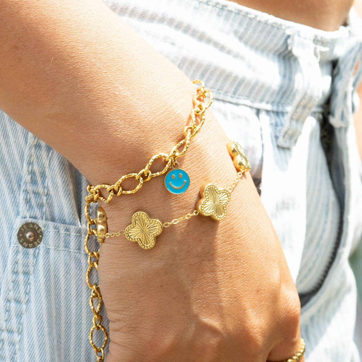 18K Gold PVD Stainless Steel Hammered Oval Chain By The Foot