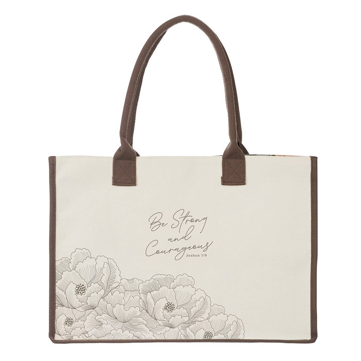Tote Canvas Cream Strong & Courageous Josh. 1:9
