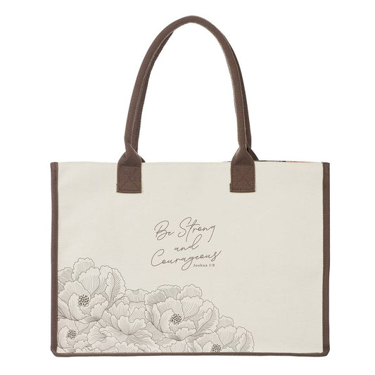 Tote Canvas Cream Strong & Courageous Josh. 1:9