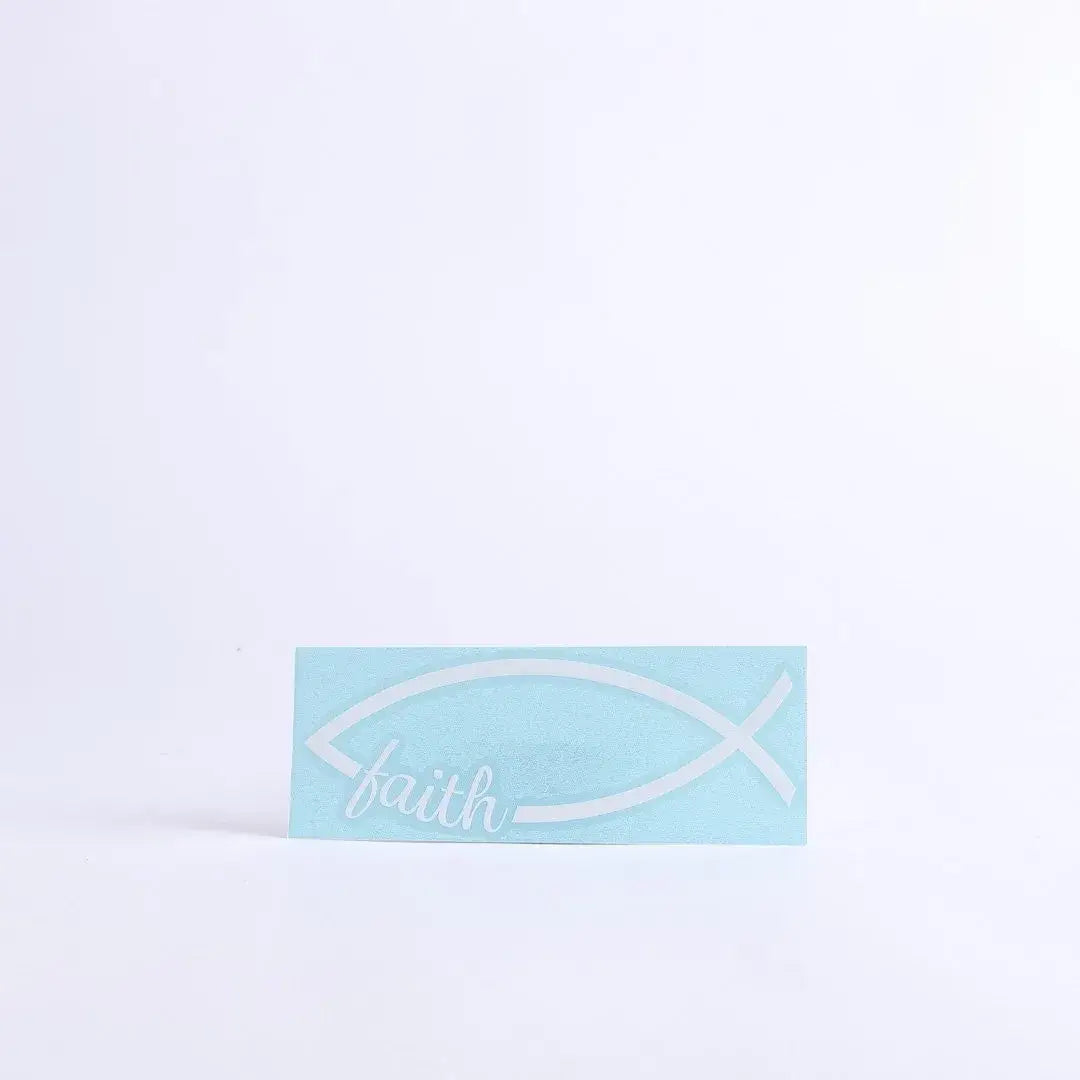 Auto Vinyl Decal - Fish Faith - White - 6Inx2.25In
