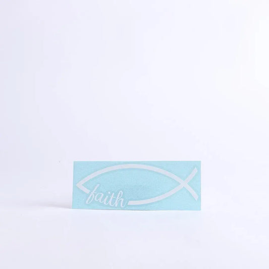 Auto Vinyl Decal - Fish Faith - White - 6Inx2.25In