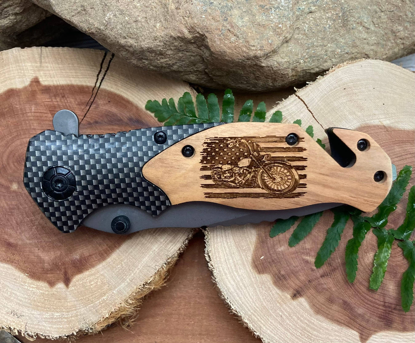 Motorcycle on Flag Knife