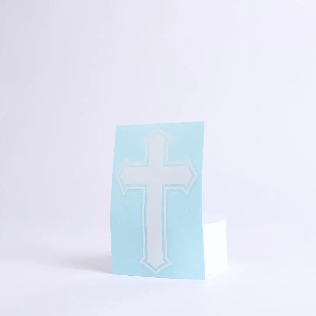 Auto Vinyl Decal - Cross - White - 4Inx6In